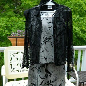 Maxou Kids 3-Piece Special Occasion : Skirt/Tank/Blouse B&W w/Lace Girls SZ 8